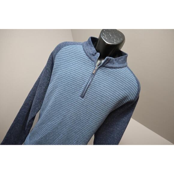Fish Hippie 1/4 Zip Sweater Casual Blue Striped Pullover Mens Sz XL - Picture 4 of 9